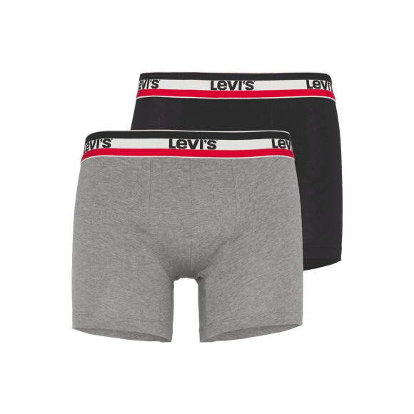 Levi&apos;s Levis Men Sprtswr Logo Boxer Brief 2P GRAU L