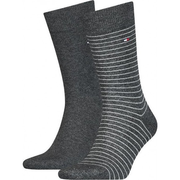 Kousen - Tommy Hilfiger -Small Stripe Socks 2P GRAU 43/46