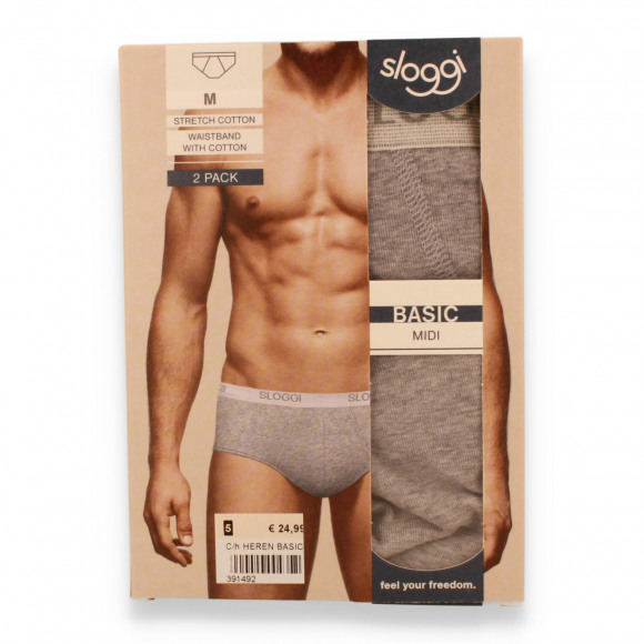 Sloggi Heren Basic Midi 2-Pack Grey GRAU 7