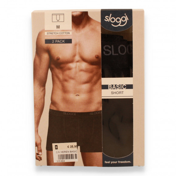 Sloggi Heren Basic Short 2-Pack Black ZWART 8