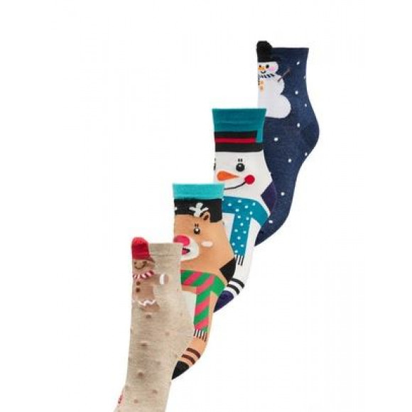 Only Xia Multi Xmas Socs 4 Pack Mazarine Blue | Multicolour | Maat: 0