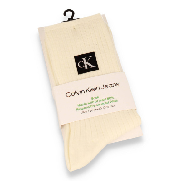 Ckj Women Sock 1p Icon Patch White | Wit | Maat: One Size