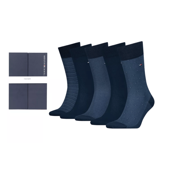 Tommy Hilfiger Men Sock 5p Giftbox Birdey | Blauw | Maat: 39/42