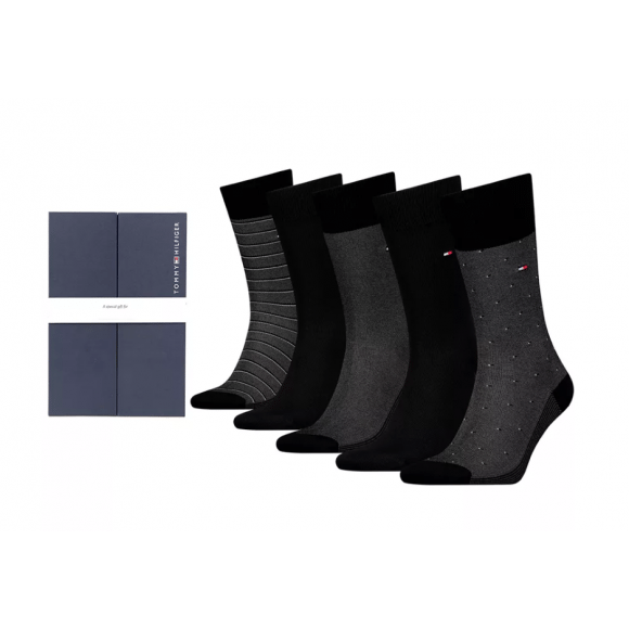 Tommy Hilfiger Men Sock 5p Giftbox Birdey | Zwart | Maat: 39/42