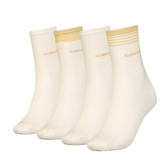 Calvin Klein Sock 4 P Lurex Holidy Off White | Ecru | Maat: One Size