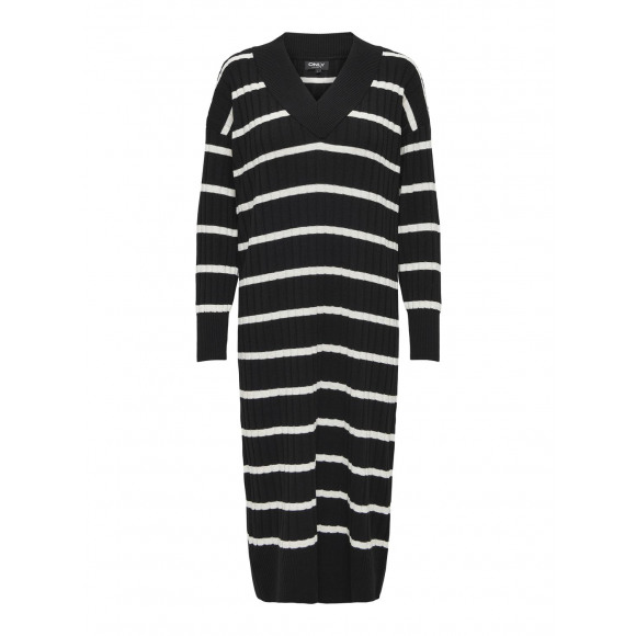 Only Onlnew Tessa L/s Midi Dress Black Stripes Pumice Stone ZWART XS