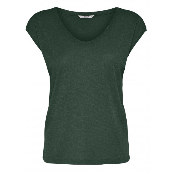 Only Onlsilvery S/s V-Neck Lurex Top Sycamore GROEN L