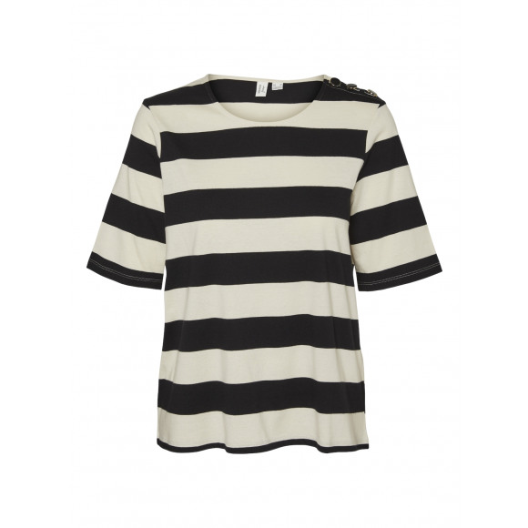 Vero Moda Vmmilla S/s T-Shirt Black Stripes Birch ZWART L