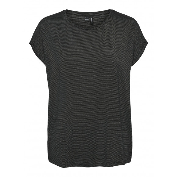 Vero Moda Vmlava Plain Ss Top Stripe Black/Silver ZWART S