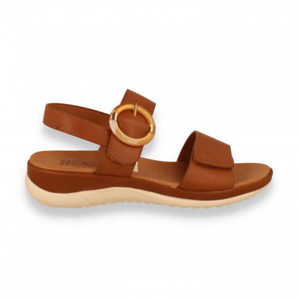Double Heart Dames Sandaal | | Maat: 37 Cognac