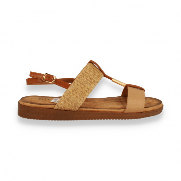 Double Heart Dames Sandaal | | Maat: 37 Beige