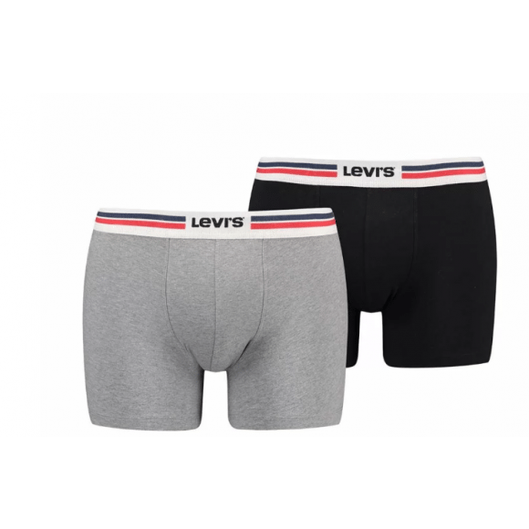 Levi's En Sprtswr Logo Boxer Brief 2p Zwart/grijs | Maat: M