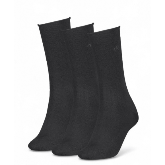 Calvin Klein Women Sock 3p Rolltop Black | Zwart | Maat: 35/38
