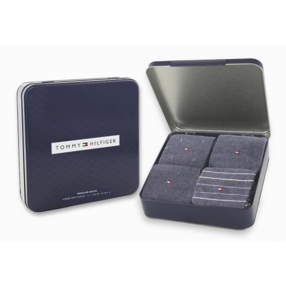 Th Men Sock 4p Tin Giftbox Jeans | Blauw | Maat: 43/46