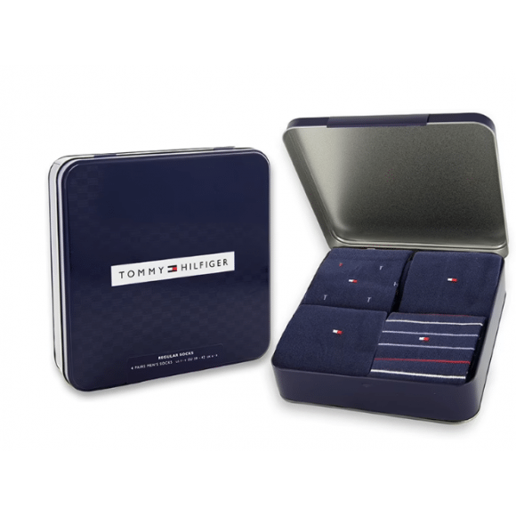 Th Men Sock 4p Tin Giftbox Navy | Blauw | Maat: 39/42