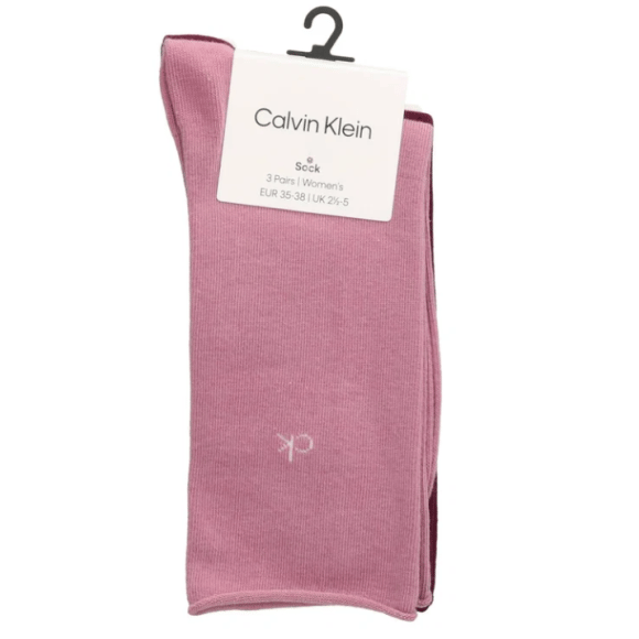 Calvin Klein Women Sock 3 P Rolltop Vintage Plum | Multicolour | Maat: 35/38