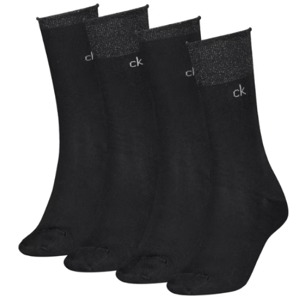 Calvin Klein Women Socks 4p Gifting Lurex Black | Zwart | Maat: One Size