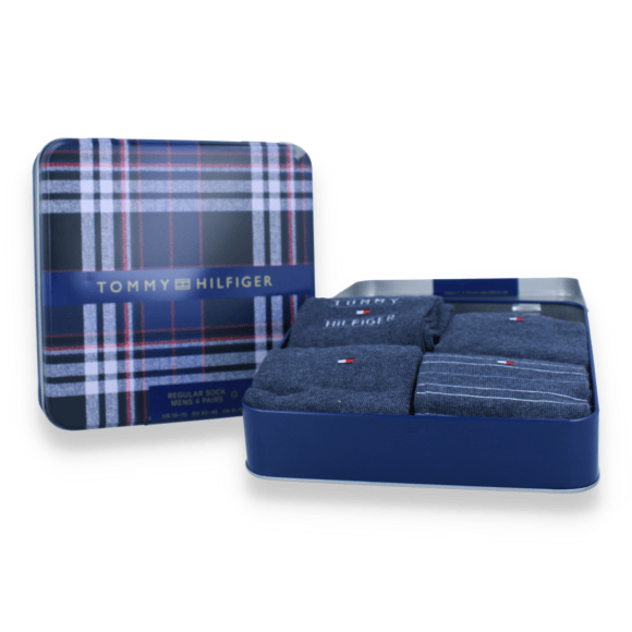 Th Men Sock 4p Giftbox Tommy Stripe Jeans | Blauw | Maat: 39/42
