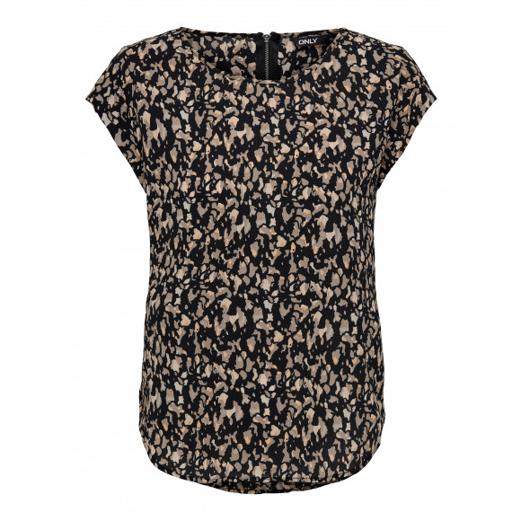 Only Vic S/s Aop Top Black /Cora Graphic ZWART 