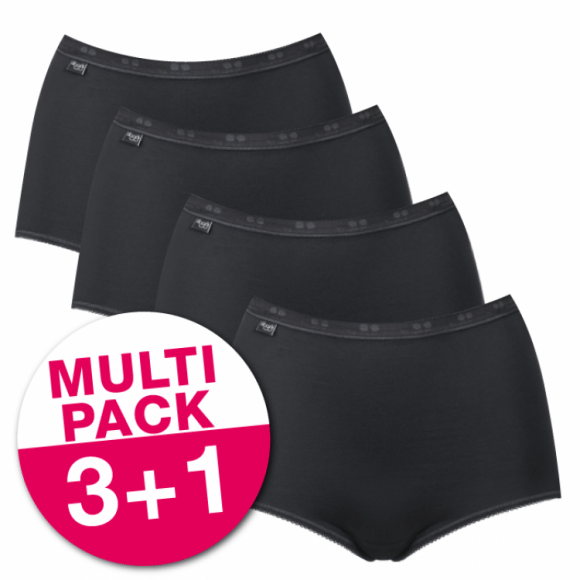 Sloggi Dames Basic+ Maxi 4-Pack Black ZWART 44