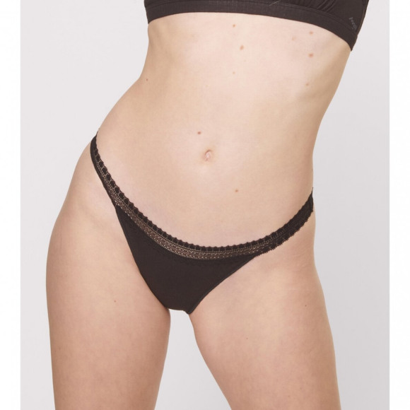 Loggi Go Ribbed Tanga | Zwart | Maat: S
