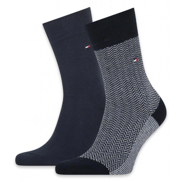 Tommy Hilfiger Men Seasonal Sock 2P Herringbone Neppy BLAUW 43/46