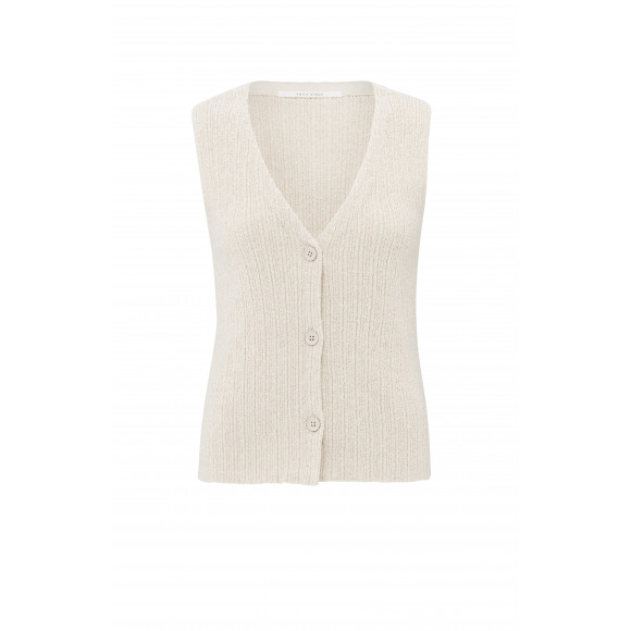 YAYA - NATURE MELANGE Ribgebreid gilet v-hals NATURE MELANGE XS