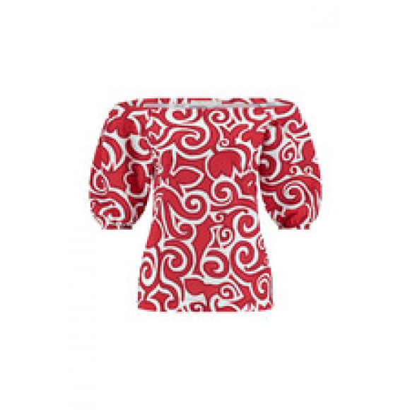 Studio Anneloes - Rood Top bloemen offshoulder Rood S - Maat S