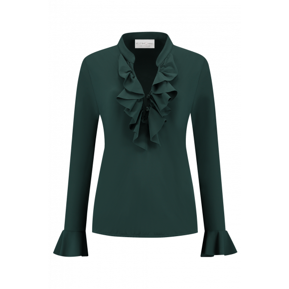 Helena Hart Groen Blouse ruches Groen XL Maat XL