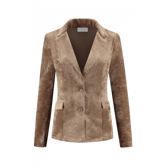 Helena Hart Bruin Blazer Velour midi Bruin XL Maat XL