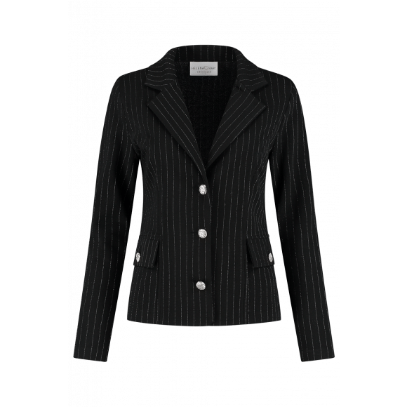 Helena Hart Zwart Blazer kort pinstripe Zwart M Maat M