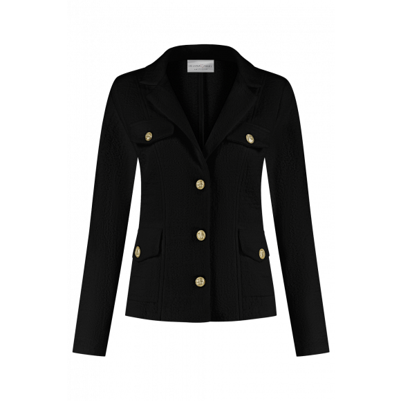 Helena Hart Zwart Blazer boucle Zwart M Maat M