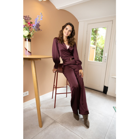 Freebird - Burgundy | Dames | Broek | burgundy | XXL | regular | Kamst mode