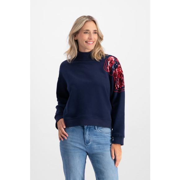 Florez - Blauw Sweater borduur Blauw XS - Maat XS