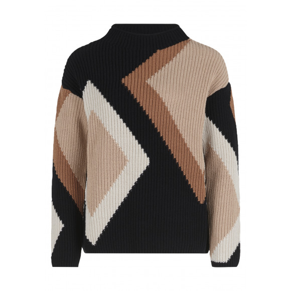 Betty Barclay - Bruin Trui print abstract Bruin 44 - Maat 44