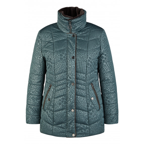 Barbara Lebek - Groen Winterjas met folieprint Groen 40 - Maat 40