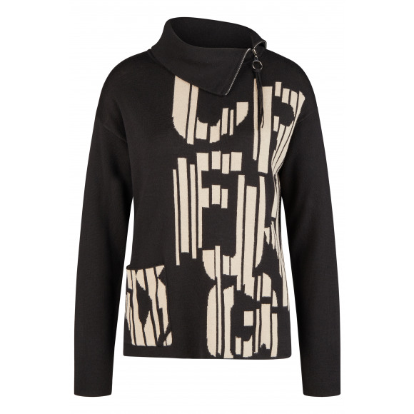 Barbara Lebek - Black Pullover letter frontprint black 48 - Maat 48