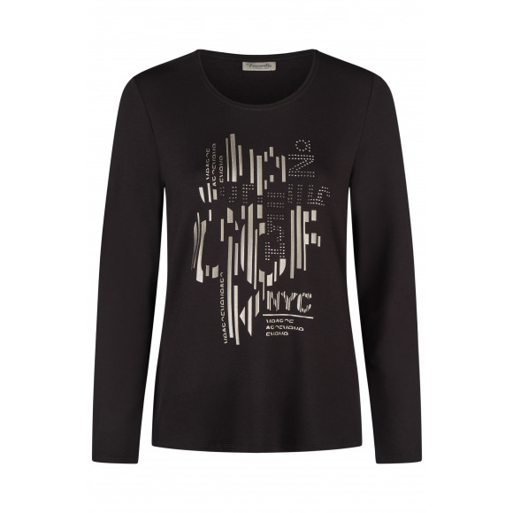 Barbara Lebek - Black Shirt met frontprint black 48 - Maat 48
