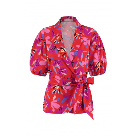 Studio Anneloes - Rood Blazer blouse bloem Rood XS - Maat XS