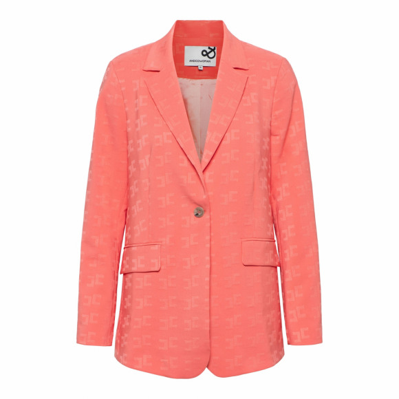 &Co - Oranje Blazer comfort jacquard Oranje XL - Maat XL