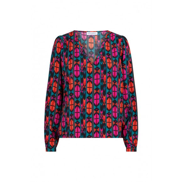 Lofty Manner - Roze Blouse v-hals print Roze M - Maat M