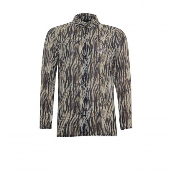 Poools - Bruin Blouse animal Bruin 42 - Maat 42