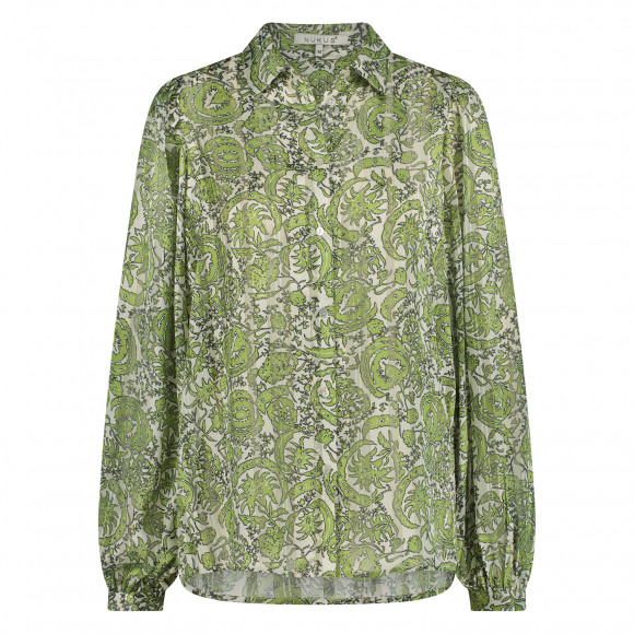 Nukus - Groen Blouse bloem/lurex Groen L