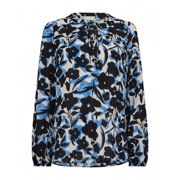 FreeQuent - Blauw Blouse bloem Blauw S - Maat S