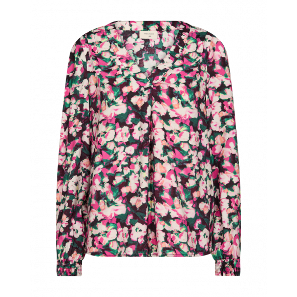 FreeQuent - Groen Blouse bloemen Groen XS - Maat XS