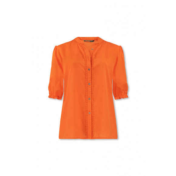 Lizzy & Coco - Oranje Blouse effen kantje Oranje XXL - Maat XXL