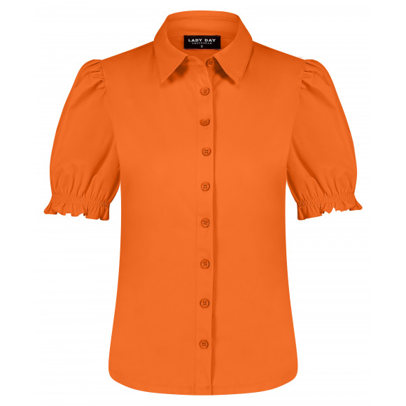 Lady day - Oranje Blouse effen pofmouw Oranje S - Maat S