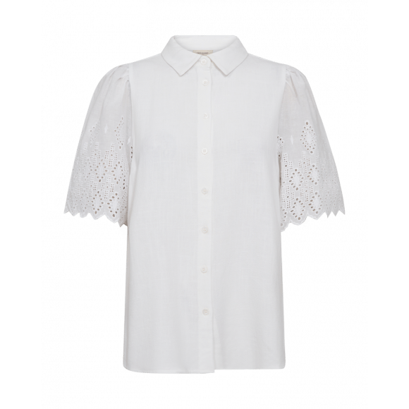 FreeQuent - Wit Blouse linnen broderie Wit S - Maat S