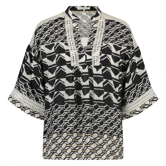 Nukus - Zwart Blouse print Zwart M - Maat M