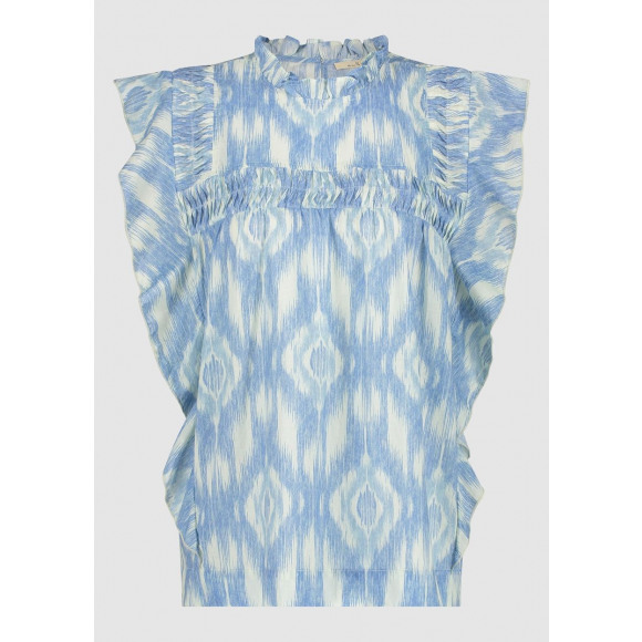 Circle of Trust - Blauw Blouse print volant Blauw XS - Maat XS